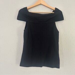 White House Black Market Fitted Black Off the Shoulder Blouse Stretch Formal